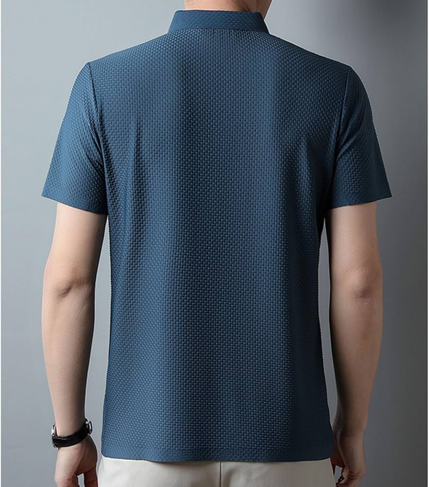 Summer Mesh Ice Silk T-shirt Men's Short Sleeve Round Neck 2023 New Half Sleeve Men Thin Solid Color Tees Top