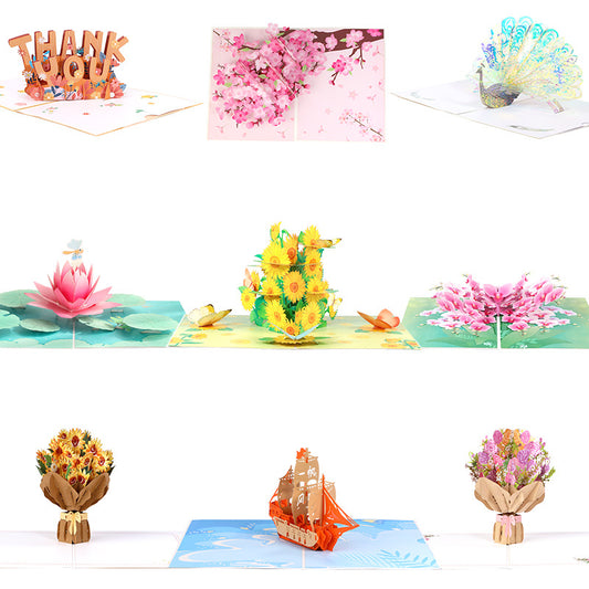 Handmade 3D Floral Pop-Up  Cards