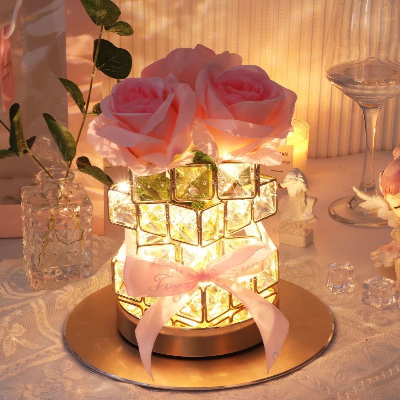 Decorative Rose Crystal Night Light