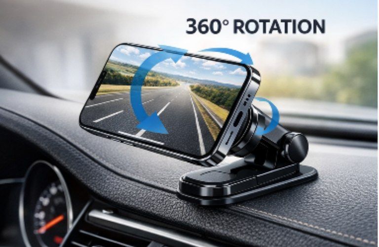 Magnetic Phone Holder for car, 360° Rotatable, Foldable & Adjustable Magnetic Car Mount, , Compatible with iPhone & Other Phones
