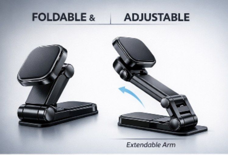 Magnetic Phone Holder for car, 360° Rotatable, Foldable & Adjustable Magnetic Car Mount, , Compatible with iPhone & Other Phones